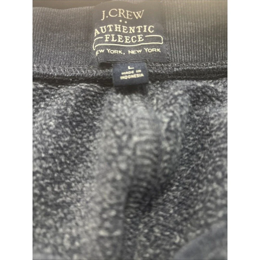 J. Crew Authentic Fleece Washed Denim Blue Fleece Joggers Drawstring Pockets L